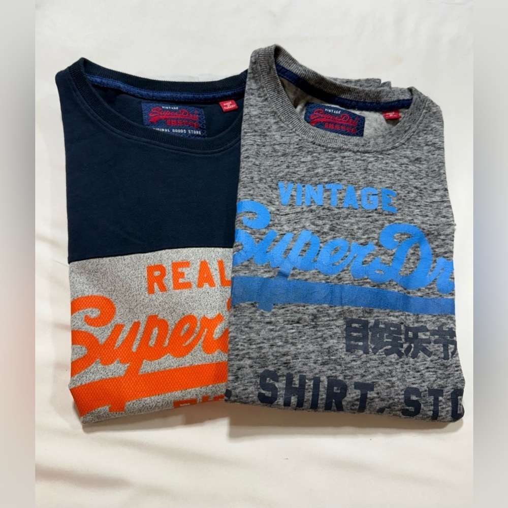 SUPERDRY Men's vintage Graphic T-Shirts - Blue and Gray size M